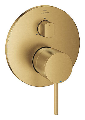 GROHE Atrio Tek Kollu Yönlendiricili Ankastre Batarya, 3 Yollu, Fırçalı Altın - 24356GN0 - 1