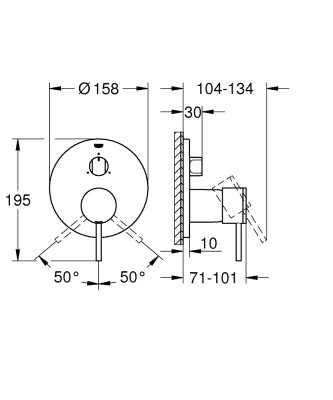 Grohe Atrio Tek Kumandalı 3 Yollu Banyo Bataryası - 24096003 - 2