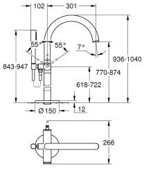 Grohe Atrio Tek kumandalı yerden küvet bataryası - 24368000 - 2