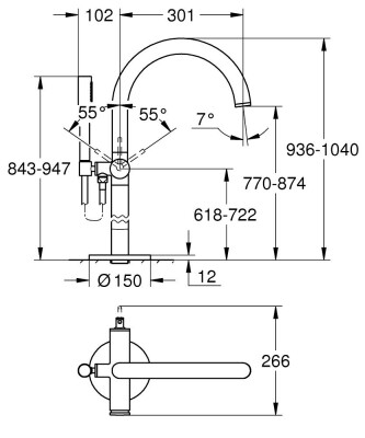 Grohe Atrio Tek kumandalı yerden küvet bataryası - 24368000 - 2