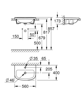 Grohe Bau Ceramıc Counter Basın 55 Cm - 39422000 - 2
