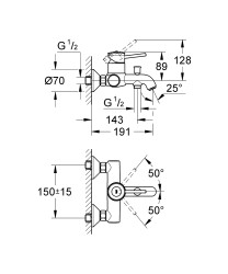 Grohe BauClassic Banyo Bataryası - 32865000 - 2