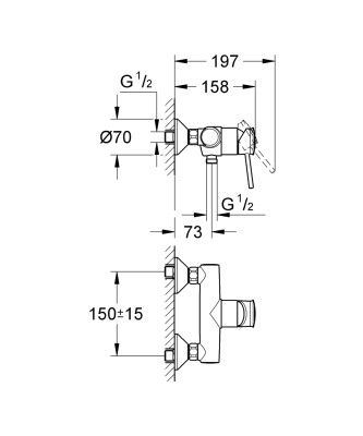 Grohe Bauclassic Dus Bataryası - 32867000 - 2