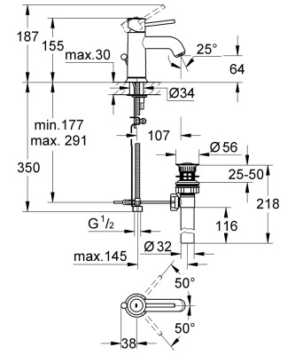 Grohe BauClassic Lavabo Bataryası - 32862000 - 2