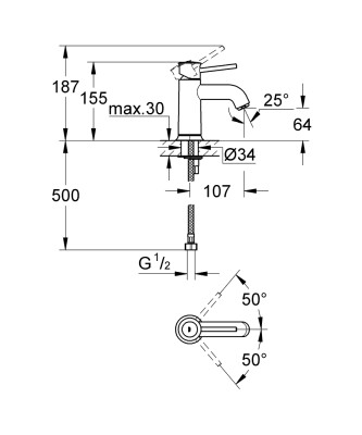 Grohe BauClassic Lavabo Bataryası - 32863000 - 2