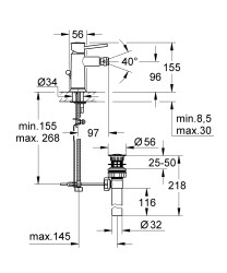 Grohe BauClassic Tek kumandalı bide bataryası - 32864000 - 2