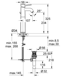 Grohe BauClassic Tek kumandalı lavabo bataryası - 32868000 - 2