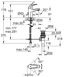 Grohe BauCurve Tek kumandalı lavabo bataryası - 32805000 - 2