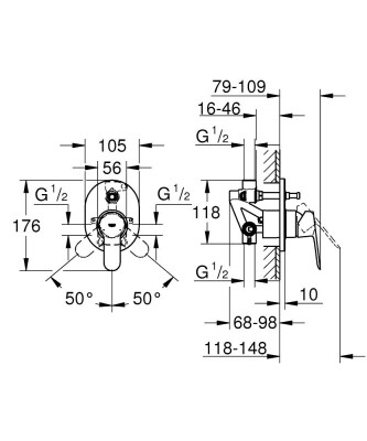 Grohe BauEdge Ankastre Banyo Bataryası - 29039000 - 2