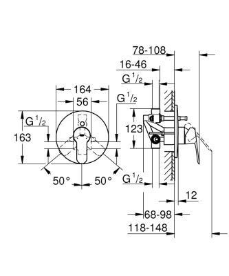 Grohe BauEdge Ankastre Banyo Bataryası - 29079000 - 2