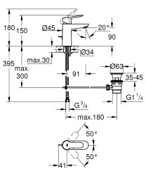 Grohe BauEdge Lavabo Bataryası S-Boyut - 23328000 - 2