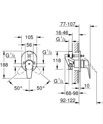 Grohe BauEdge New Ankastre Banyo Bataryası - 29039001 - 2