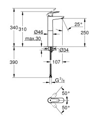 Grohe BauEdge Tek Kumadalı Lavabo Bataryası XL Boyut - 23761000 - 2
