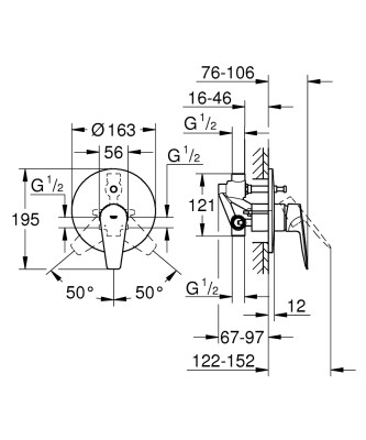 Grohe Bauedge Tek Kumandalı Banyo Bataryası - 29079001 - 2