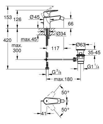 Grohe BauEdge Tek kumandalı bide bataryası - 23331001 - 2