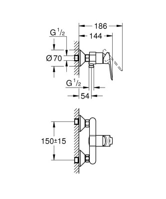 Grohe BauEdge Tek Kumandalı Duş Bataryası - 23636000 - 2