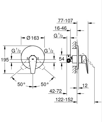 Grohe BauEdge Tek kumandalı duş bataryası - 29078001 - 2