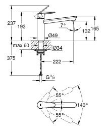 Grohe BauEdge Tek kumandalı eviye bataryası - 31693000 - 2