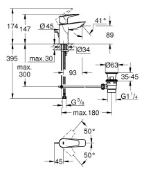 Grohe BauEdge Tek kumandalı lavabo bataryası
S-Boyut - 23328001 - 2