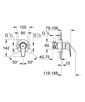 Grohe BauFlow Ankastre Duş Bataryası - 29046000 - 2