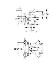 Grohe BauFlow Tek kumandalı banyo bataryası - 23756000 - 2