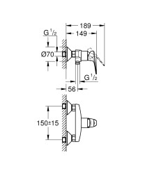 Grohe BauFlow Tek kumandalı duş bataryası - 23632000 - 2