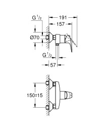 Grohe BauFlow Tek kumandalı duş bataryası - 23755000 - 2