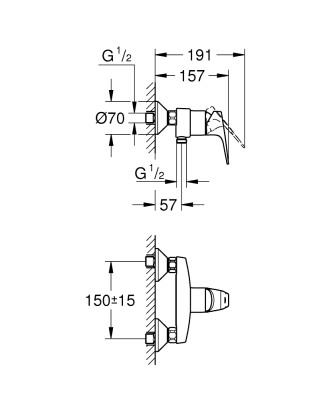 Grohe BauFlow Tek kumandalı duş bataryası - 23755000 - 2