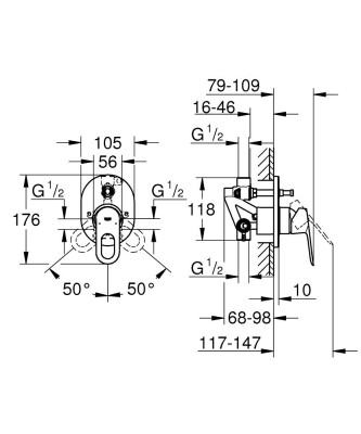 Grohe BauLoop Ankastre Banyo Bataryası - 29041000 - 2