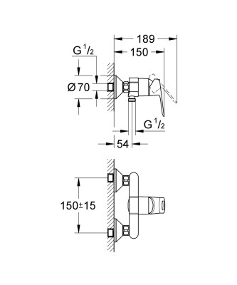 Grohe BauLoop Tek kumandalı duş bataryası - 23340000 - 2
