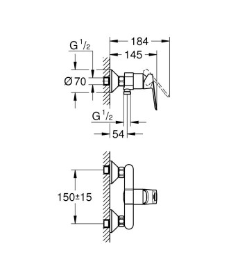 Grohe BauLoop Tek kumandalı duş bataryası - 23634000 - 2