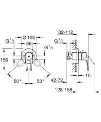 Grohe BauLoop Tek kumandalı duş bataryası - 29042001 - 2