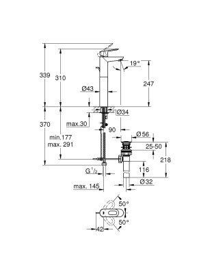 Grohe BauLoop Tek kumandalı lavabo bataryası - 32856000 - 2