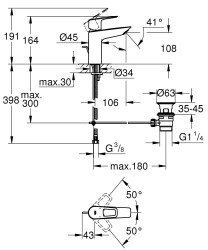 Grohe BauLoop Tek kumandalı lavabo bataryası M-Boyut - 23762001 - 2