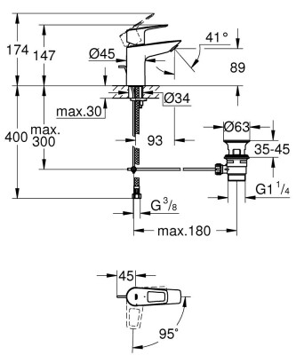 Grohe BauLoop Tek kumandalı lavabo bataryası S-Boyut - 22054001 - 2