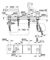 Grohe Concetto Dört delikli küvet bataryası - 19576002 - 2