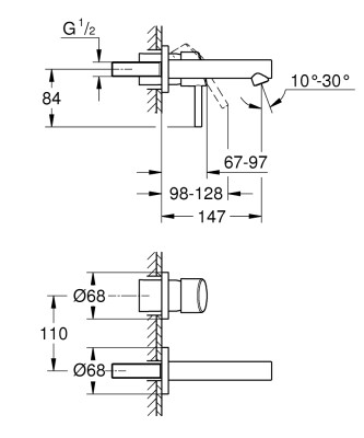 Grohe Concetto Duvardan Lavabo Bataryası - 19575001 - 2