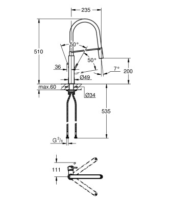Grohe Concetto Professional Tek kumandalı eviye bataryası - 31491DC0 - 2