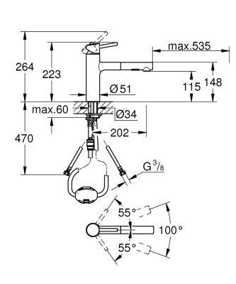 Grohe Concetto Tek kumandalı eviye bataryası - 30273DC1 - 2
