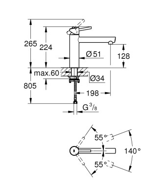 Grohe Concetto Tek kumandalı eviye bataryası - 31210001 - 2