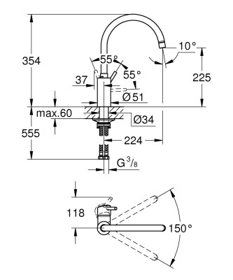 Grohe Concetto Tek kumandalı eviye bataryası - 32661DC3 - 2