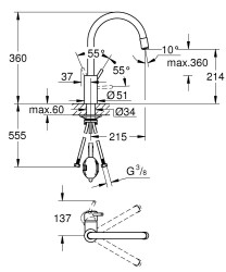 Grohe Concetto Tek kumandalı eviye bataryası - 32663DC3 - 2