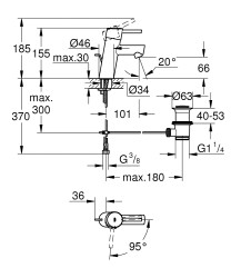 Grohe Concetto Tek kumandalı lavabo bataryası
S-Boyut - 2338010E - 2