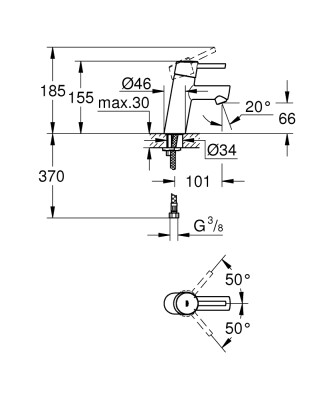 Grohe Concetto Tek kumandalı lavabo bataryası
S-Boyut - 3224010E - 2