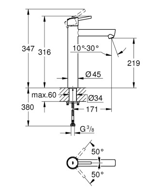 Grohe Concetto Tek Kumandalı Lavabo Bataryası Xl-Boyut - 23920001 - 2