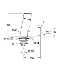 Grohe Concetto Tek su girişli batarya XS- Boyut - 32207001 - 2