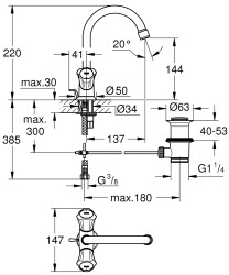 Grohe Costa L Tek delikli lavabo bataryası - 21375001 - 2