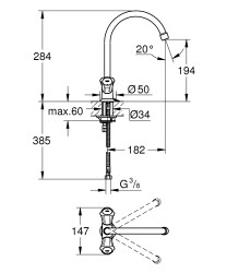 Grohe Costa L Tek delikli mutfak bataryası 1/2 - 31812001 - 2