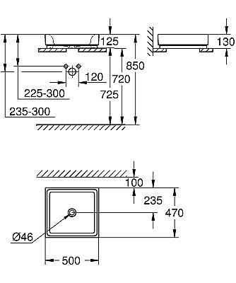 GROHE Cube Ceramic Tezgâh Üstü Çanak Lavabo 50 cm, Alpine Beyaz - 3948100H - 2