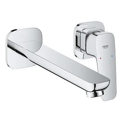 GROHE Cubeo 2 Delikli Duvar Tipi Lavabo Bataryası (L-Boy), Krom - 1017890000 - 1